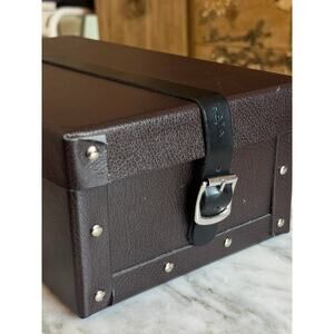 Alaia Brown Leather Box with Black Leather Strap